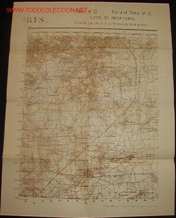 Mapas contempor&aacute;neos: Plano de Par&iacute;s, Infanter&iacute;a, 53x41 cms - Foto 1