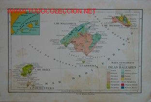 Mapas contempor&aacute;neos: MAPA GEOLOGICO DE LAS ISLAS BALEARES. - Foto 1