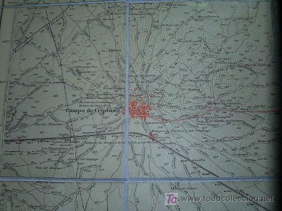 Mapas contempor&aacute;neos: Campo de Criptana (Ciudad Real). Mapa topogr&aacute;fico entelado . - Foto 1