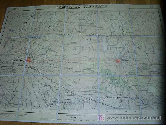 Mapas contempor&aacute;neos: Campo de Criptana (Ciudad Real). Mapa topogr&aacute;fico entelado . - Foto 2