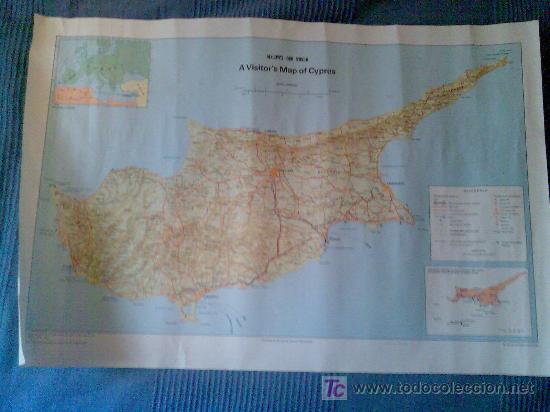Mapas contempor&aacute;neos: Mapa de Chipre. 40 x 60 cm. En ingl&eacute;s. - Foto 1