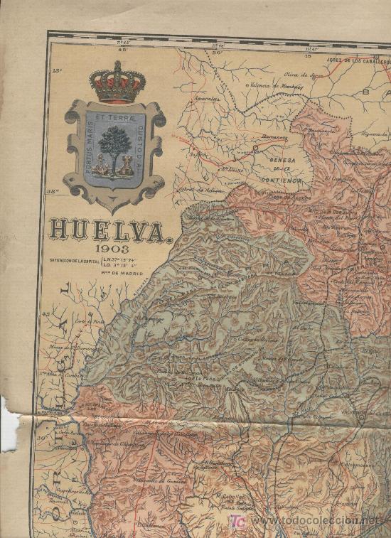 Contemporary maps: MAPA DE LA PROVINCIA DE HUELVA. A&Ntilde;O 1903.