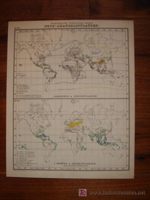 Mapas contempor&aacute;neos: MAPA DE LAS EXPLOTACIONES AGRICOLAS EN EL MUNDO, ORIGINAL, DEBES&acute;,1898, .