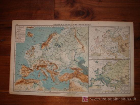 Mapas contempor&aacute;neos: MAPA DE EUROPA A FINALES DEL XIX ORIGINAL, DEBES&acute;,1898 BUEN TAMA&Ntilde;O 430 x 260