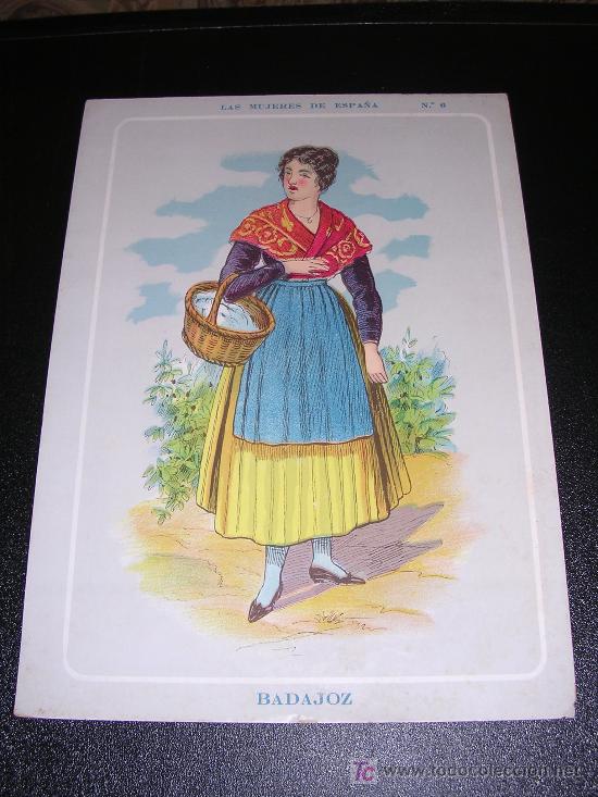 Contemporary maps: BADAJOZ, LAS MUJERES DE ESPA&Ntilde;A, N&ordm;6, REVERSO CON EL MAPA DE BADAJOZ, A&Ntilde;OS 20