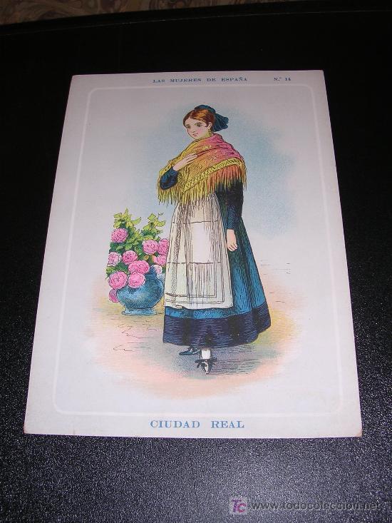 Contemporary maps: CIUDAD REAL, LAS MUJERES DE ESPA&Ntilde;A. N&ordm;14, REVERSO CON EL MAPA DE CIUDAD REAL, A&Ntilde;OS 20