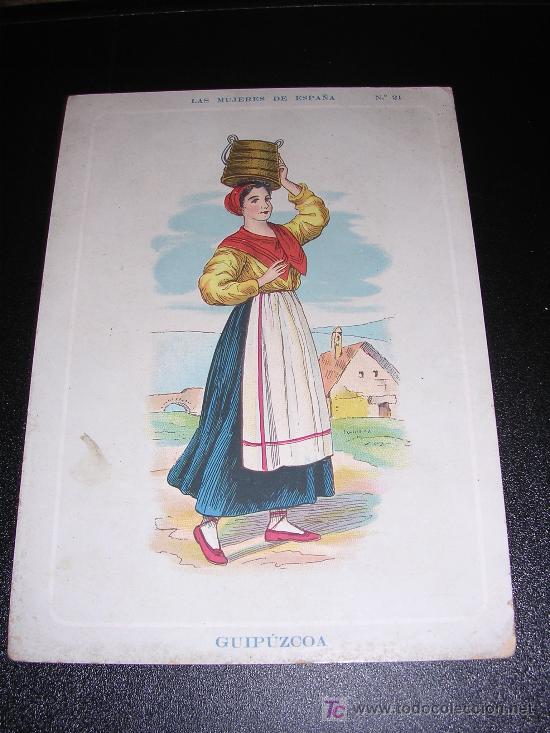 Contemporary maps: GUIPUZCOA, LAS MUJERES DE ESPA&Ntilde;A, N&ordm;21, REVERSO CON EL MAPA DE GUIPUZCOA, A&Ntilde;OS 20