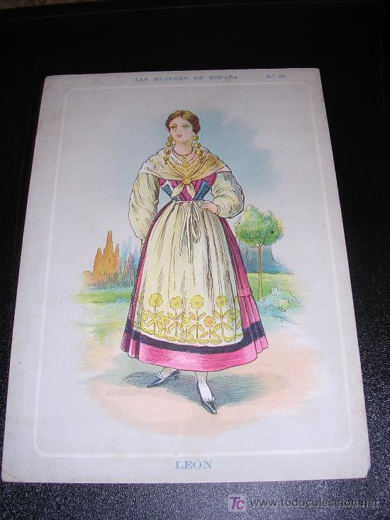 Contemporary maps: LEON, LAS MUJERES DE ESPA&Ntilde;A, N&ordm;25, REVERSO CON AL MAPA DE LEON, A&Ntilde;OS 20