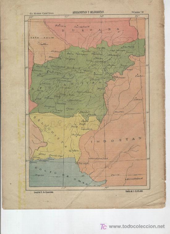Contemporary maps: MAPA DE AFGANISTAN Y BELUCHISTAN. A&Ntilde;O 1901.  PUBLICIDAD DE AZULEJOS VALLDECARRES.VALENCIA. CERAMICA