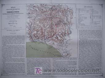 Mapas contempor&acirc;neos: PROVINCIA DE HUELVA - 1880 (50 X 36 cm)