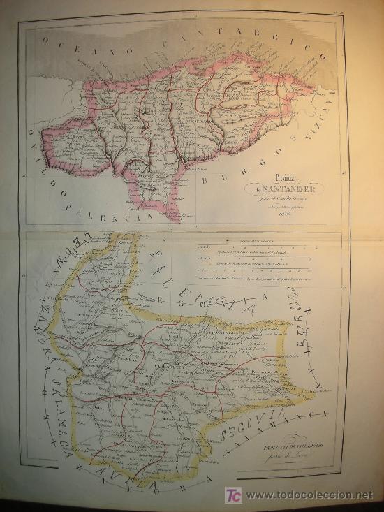 Mapas contempor&aacute;neos: MAPA ANTIGUO VALLADOLID SANTANDER 1853 - Foto 1
