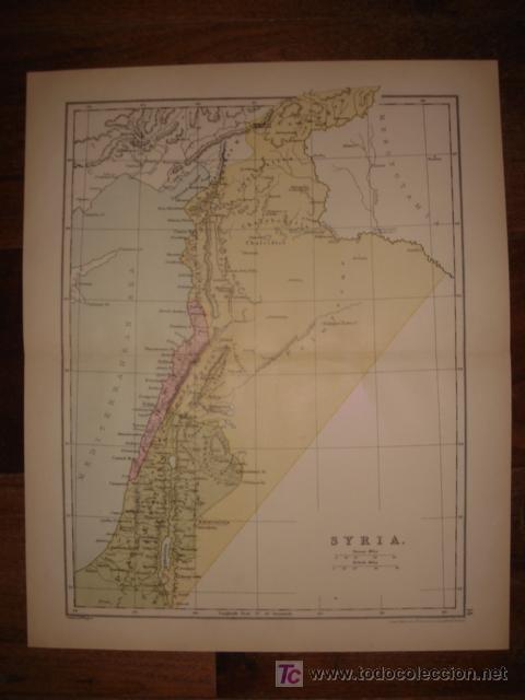 Mapas contempor&acirc;neos: MAPA DE SIRIA TIEMPOS ANTIGUOS, ORIGINAL, PHILIPS ATLAS CL&Aacute;SICO,1880.