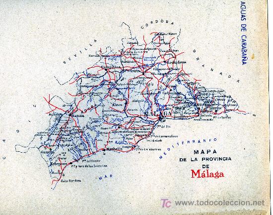 Mapas contempor&aacute;neos: MAPA MALAGA A&Ntilde;OS 40-50 CON PUBLICIDAD EN PARTE POSTERIOR