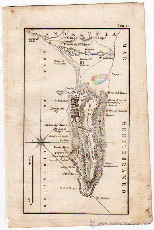 Mapas contempor&aacute;neos: MAPA, BAHYA DE GIBRALTAR, SIGLO XIX - Foto 1