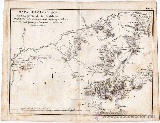 Mapas contempor&aacute;neos: MAPA DE LOS CAMINOS DE UNA PARTE DE LA ANDALUCIA COMPRENDIDA ENTRE GRANADA, CADIZ ETC - Foto 1