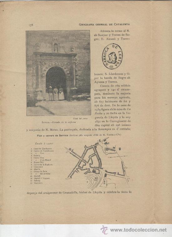 Mappe contemporanee: RETALL PUBLICACIO. ANY 1913. SARROCA. FOTOGRAFIA. ESGLESIA.MAPA DELS CARRERS. CASTELL.SEROS.CEROS.