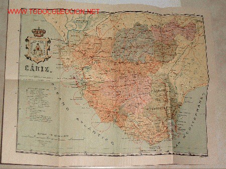 Mapas contempor&aacute;neos: mapa entelado de la provincia de CADIZ - Foto 1
