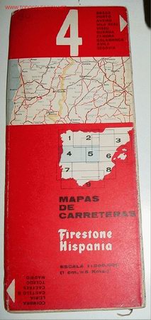 Contemporary maps: MAPA DE CARRETERAS DE ESPA&Ntilde;A - FIRESTONE HISPANIA N&ordm; 4 .  ESCALA 1:500.000  Plano plegado.