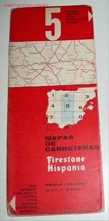 Contemporary maps: MAPA DE CARRETERAS DE ESPA&Ntilde;A - FIRESTONE HISPANIA N&ordm; 5.  ESCALA 1:500.000  Plano plegado.