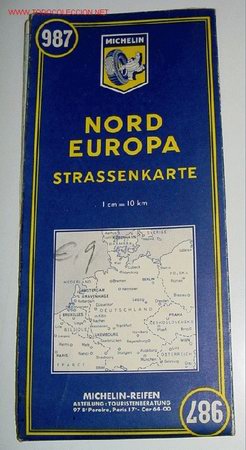 Contemporary maps: ANTIGUO MAPA DE CARRETERAS NORD EUROPA - MICHELIN - STRASSENKARTE N&ordm; 987  - Plano plegado.