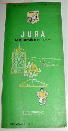 Mapas contempor&acirc;neos: ANTIGUO MAPA DE CARRETERAS ATLAS TOURISTIQUE - JURA - MICHELIN - SUIZA - Plano plegado.