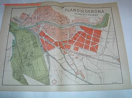 Mapas contempor&aacute;neos: MAPA PLANO  DE GERONA CIUDAD  A   COMIENZOS DEL XX-