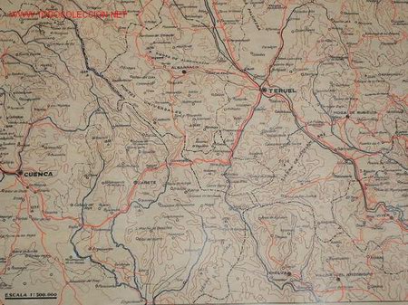 Mapas contempor&acirc;neos: IMPRESIONANTE MAPA ORIGINAL EN TINTA CHINA A&Ntilde;OS 40 CUENCA Y TERUEL
