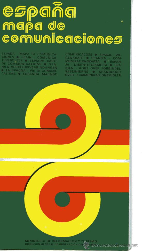 Mapas contempor&aacute;neos: ESPA&Ntilde;A MAPA DE COMUNICACIONES - A&Ntilde;O 1974 - - Foto 1