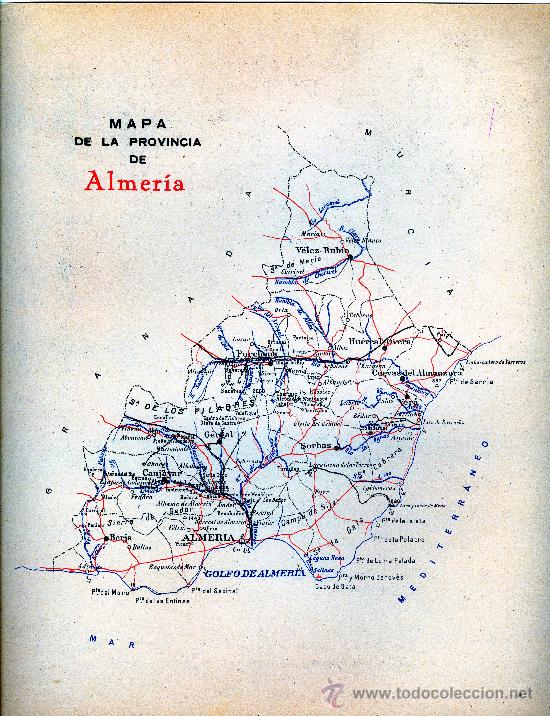 Mapas contempor&aacute;neos: MAPA ALMERIA COMUNICACIONES A&Ntilde;OS 40-50 CON PUBLICIDAD EN PARTE POSTERIOR