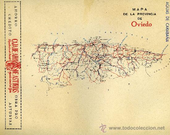Mapas contempor&aacute;neos: MAPA OVIEDO COMUNICACIONES A&Ntilde;OS 40-50 CON PUBLICIDAD EN PARTE POSTERIOR
