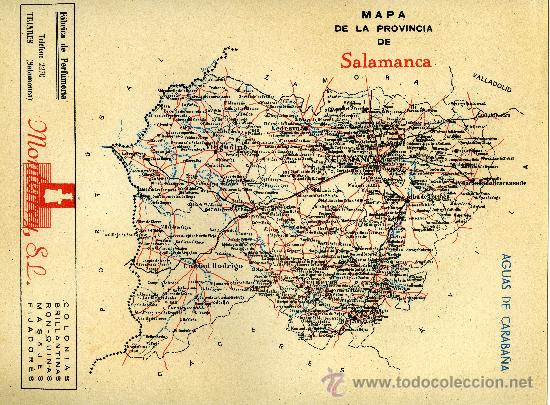 Mapas contempor&aacute;neos: MAPA SALAMANCA COMUNICACIONES A&Ntilde;OS 40-50 CON PUBLICIDAD EN PARTE POSTERIOR