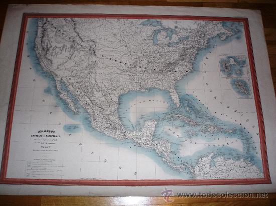 Mapas contempor&aacute;neos: MAPA AM&Eacute;RICA DEL NORTE, CENTRO AM&Eacute;RICA  Y CARIBE. A&Ntilde;O 1858