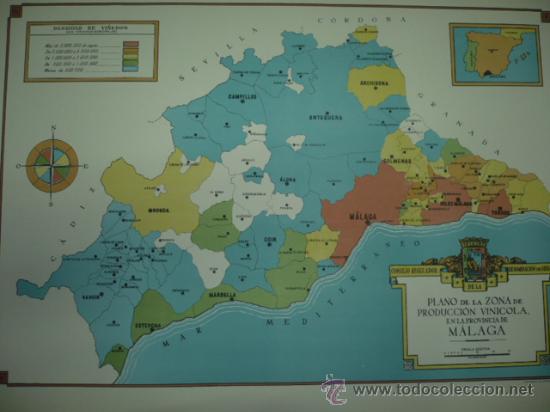 Mapas contempor&aacute;neos: PLANO DE LA ZONA DE PRODUCCION VINICOLA EN LA PROVINCIA DE MALAGA DENSIDAD DE VI&Ntilde;EDOS A&Ntilde;OS 20