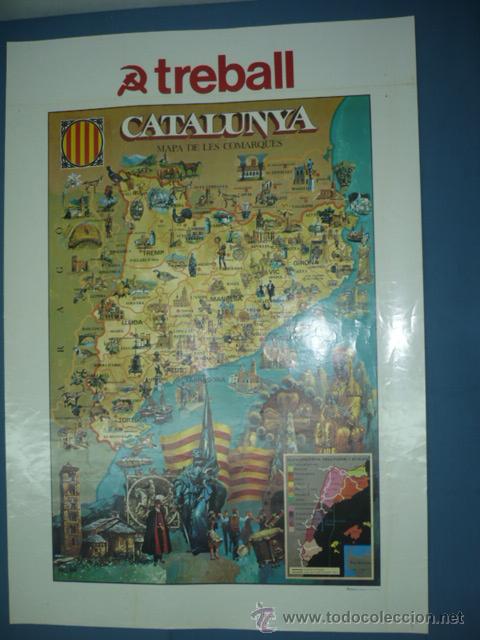 Mapas contempor&aacute;neos: CARTEL-MAPA DE LAS COMARCAS DE CATALU&Ntilde;A A&Ntilde;O 1978 TAMA&Ntilde;O 850X600