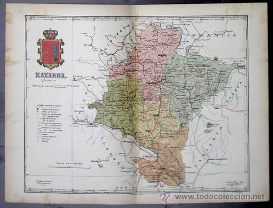 mapa de la provincia de navarra. del atlas de l - Comprar Mapas