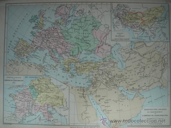 Mapas contempor&aacute;neos: MAPA HIST&Oacute;RICO DEL IMPERIO &Aacute;RABE, ORIGINAL, DRIOUX , 1887, PERFECTO