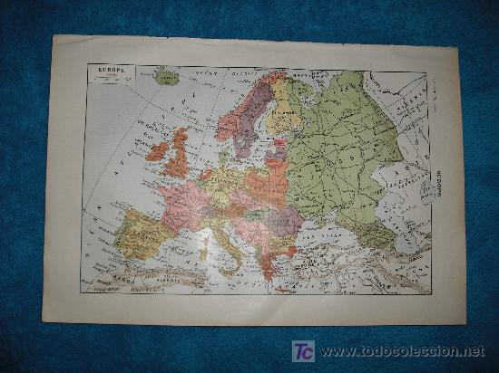 Mappe contemporanee: 1920 ANTIGUO MAPA EN COLOR DE EUROPA. GRABADOS EN CARA POSTERIOR