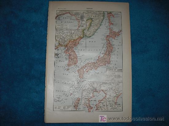 Mappe contemporanee: 1890 ANTIGUO MAPA DEL IMPERIO DE JAPON. GRABADOS EN CARA POSTERIOR