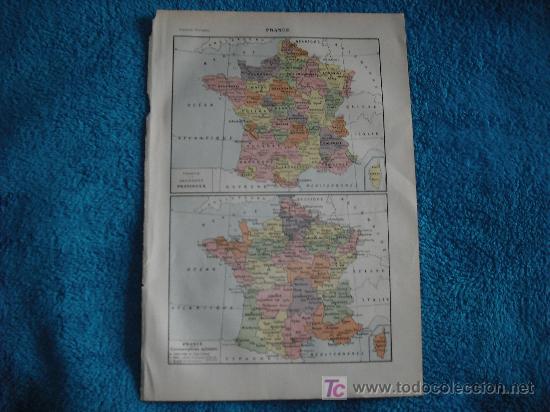 Mapas contempor&acirc;neos: 1920 3 MAPAS DE FRANCIA EN COLOR. TABLA DE SOBERANOS.