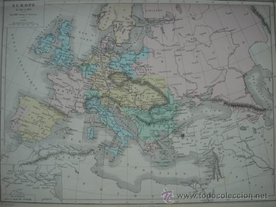 Mapas contempor&aacute;neos: MAPA HIST&Oacute;RICO DE EUROPA (PERIODO 1815-1866), ORIGINAL, DRIOUX , 1887,
