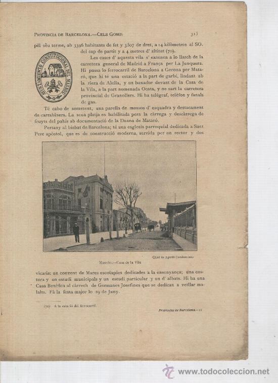 Mapas contempor&aacute;neos: FULLA SOLA. ANY 1913. FOTO DE L' AJUNTAMENT DEL MASNOU. MAPA DELS DOS DISTRICTES.