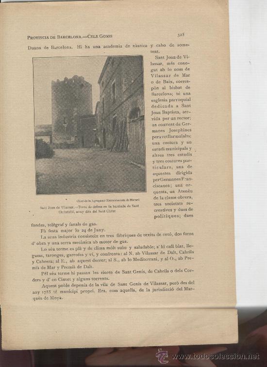 Mapas contempor&aacute;neos: FULLA SOLA. ANY 1913. FOTO I MAPA DE SANT JOAN DE VILASSAR. TORRA DE SANT CRISTOFOL.