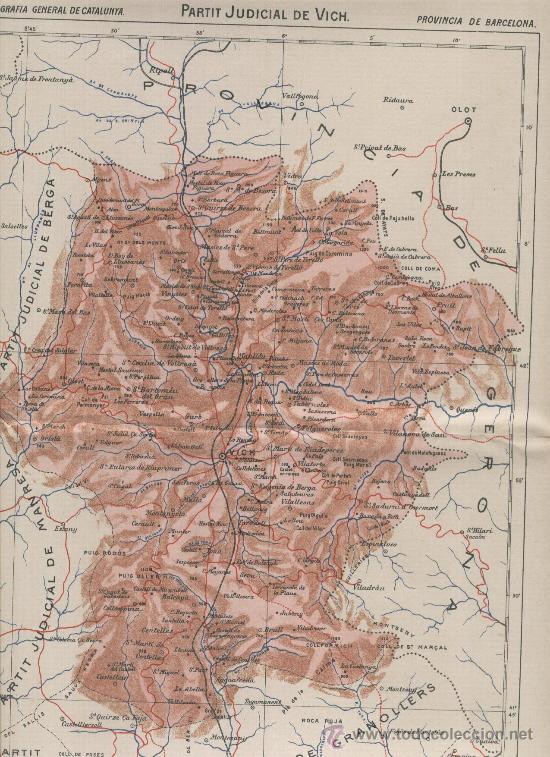Mapas contempor&acirc;neos: GRAN MAPA DEL PARTIT JUDICIAL DE VIC. 38 X 28 CM.