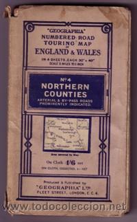 Mapas contempor&acirc;neos: Mapa Geographia Gran Breta&ntilde;a sobre tela de Northern Counties