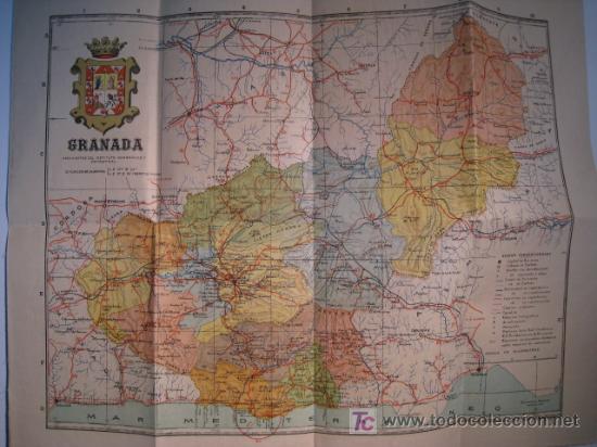 Mapas contempor&acirc;neos: PROVINCIA DE GRANADA. MAPA ENTELADO (CON ESCUDO)