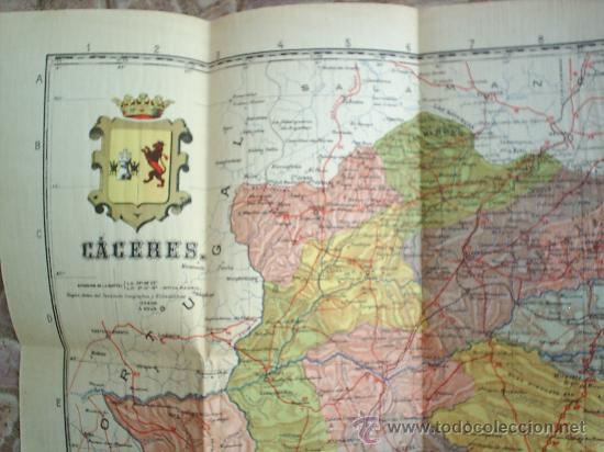 Mapas contempor&acirc;neos: MAPA ENTELADO ,PROVINCIA DE CACERES -MUY BIEN CONSERVADO