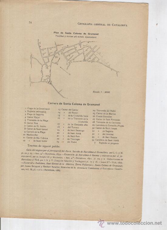 Mappe contemporanee: HOJA SOLA . A&Ntilde;O 1913. MAPA DE SANTA COLOMA DE GRAMANET.