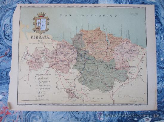 Zeitgen&ouml;ssische Karten: VIZCAYA: MAPA DE LA PROVINCIA. BENITO CHIAS 1902. 45 X 35 CM. APROX.