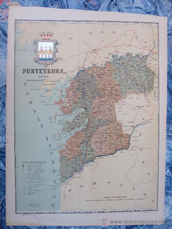 Mapas contempor&aacute;neos: PONTEVEDRA: MAPA DE LA PROVINCIA. BENITO CHIAS, 1902. 45 X 35 CM. APROX