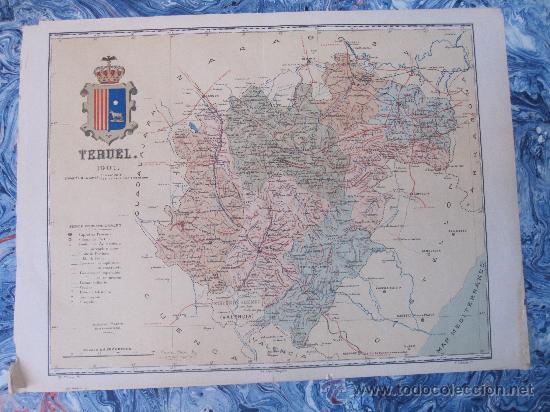 Zeitgen&ouml;ssische Karten: TERUEL: MAPA DE LA PROVINCIA. BENITO CHIAS 1902. 45 X 35 CM. APROX.